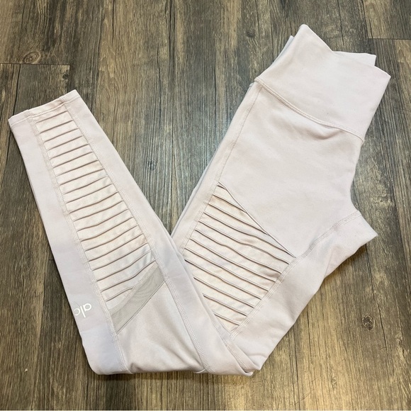 Alo High Waist Motto Leggings Light Gray Size S - Picture 4 of 11